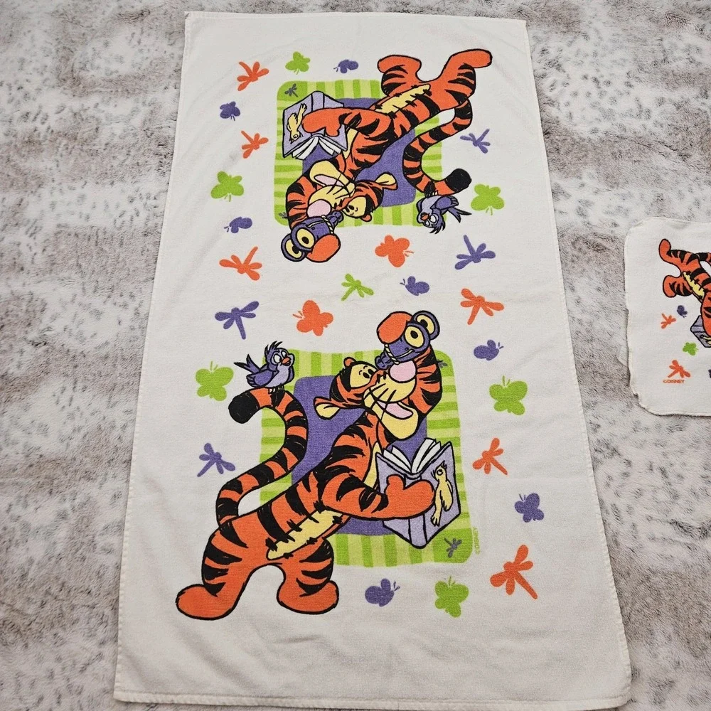 Vintage Disney Winnie The Pooh Tigger Bird Bugs Towel And Facecloth